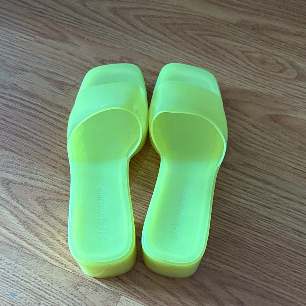 Steve Madden Neon Yellow Slide Sandals